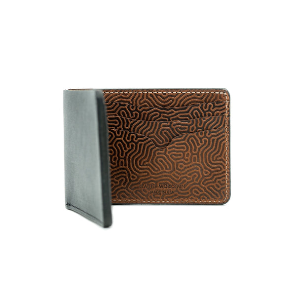 No. 9 Wallet - Black & Saddle Tan - Coral Pattern – Leather Works