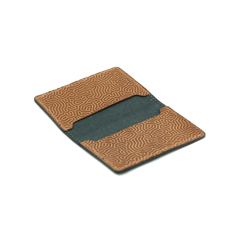 Leather Works MN Business Card Holder in Saddle Tan Coral