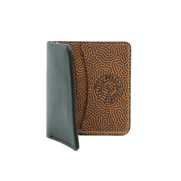Leather Works MN Capital Wallet in Black & Coral Saddle Tan
