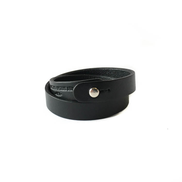 Leather Works MN Double Wrap Cuff in Black