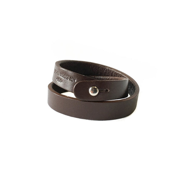Leather Works MN Double Wrap Cuff in Chocolate Brown