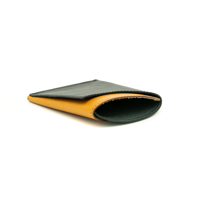 Leather Works MN Front Pocket Flap Wallet in Black & Tan
