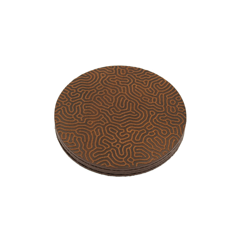 Leather Coaster -  "Coral Pattern"