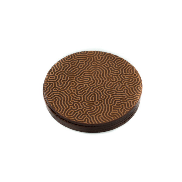 Leather Coaster -  "Coral Pattern"
