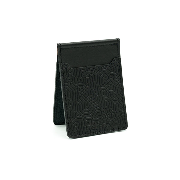 Leather Works MN Money Clip Wallet in Coral Black