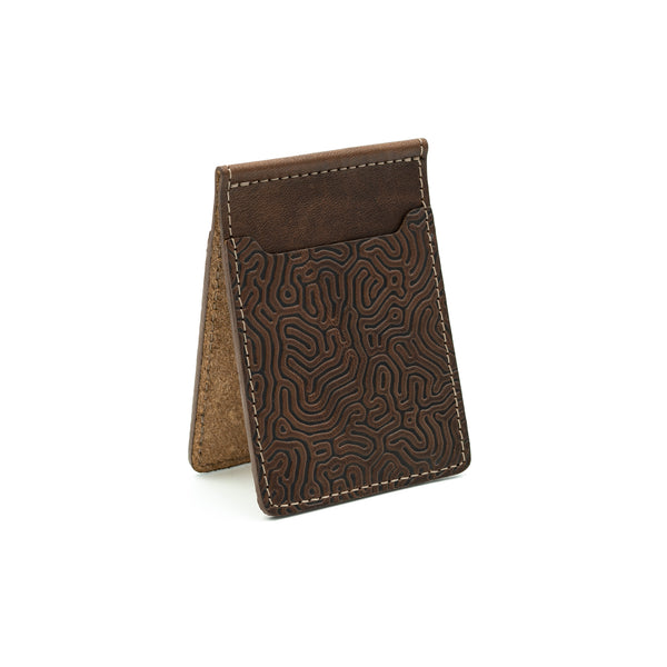 Leather Works MN Money Clip Wallet in Coral Mahogany