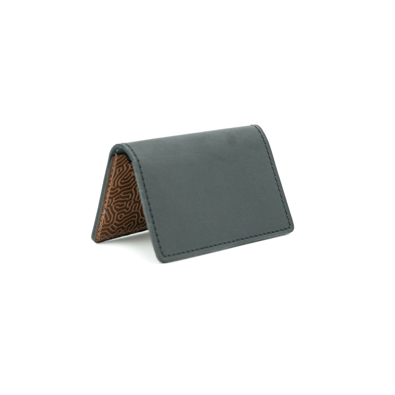 Business Card Holder  - Black & "Coral" Saddle Tan
